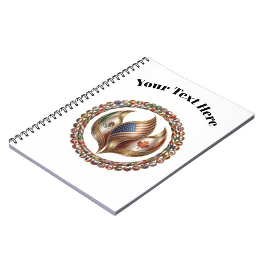 Carnet International Unity Flame with World Flags Emblem  (Côté gauche)