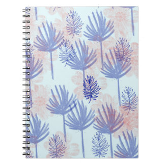 Carnet Into the blue. Dessin avec feuilles en bleu