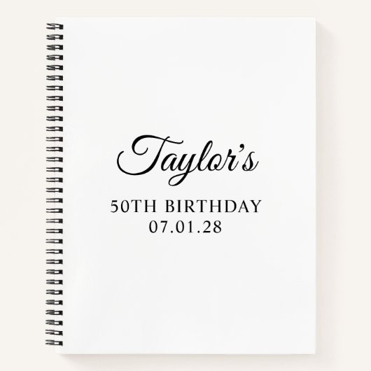 Carnet Invité d'anniversaire 50 ans Elegant Script (Devant)
