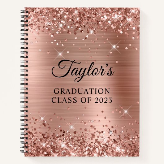 Carnet Invité de graduation du Rose Gold Foil Glittery (Devant)