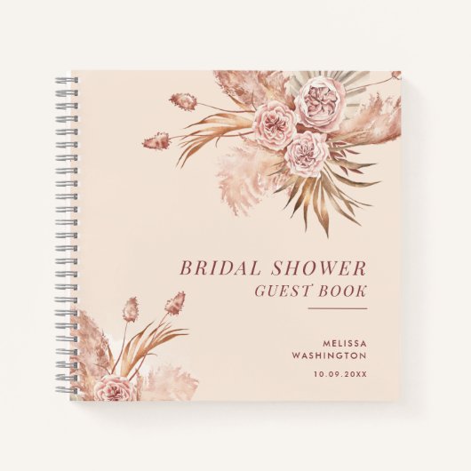 Carnet Invité de la douche de mariée botanique à l'herbe (Devant)