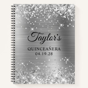 Carnet Invité de Quinceanera en Papier Aluminium Argenté