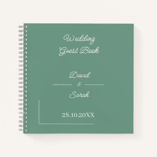 Carnet Invité Mariage vert simple (Devant)