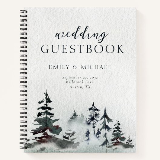 Carnet Invité minimaliste À feuillage persistant Mountain (Devant)