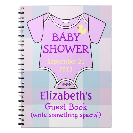 Carnet Invités pourpres de baby shower (Devant)