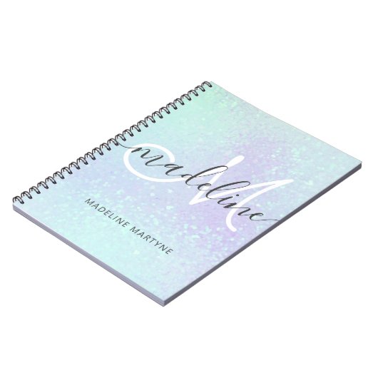 Carnet Iridescente Faux Parties scintillant holographique (Côté gauche)