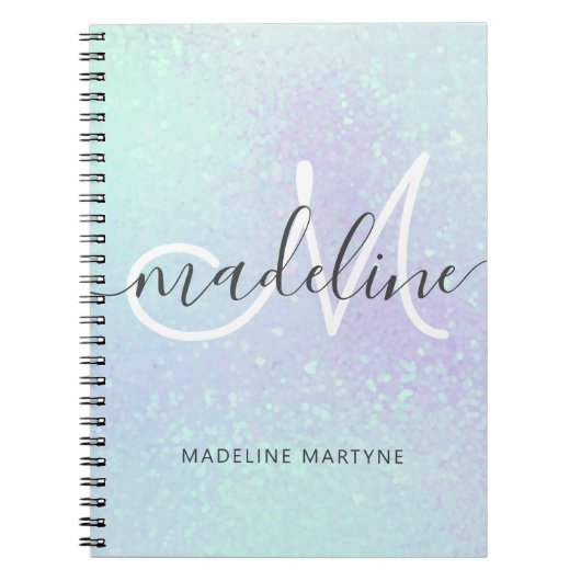 Carnet Iridescente Faux Parties scintillant holographique (Devant)