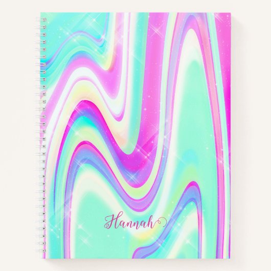 Carnet Iridescente Holographique Liquide Swirl (Devant)