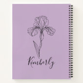 Carnet Iris de février Fleur de naissance personnalisée (Dos)