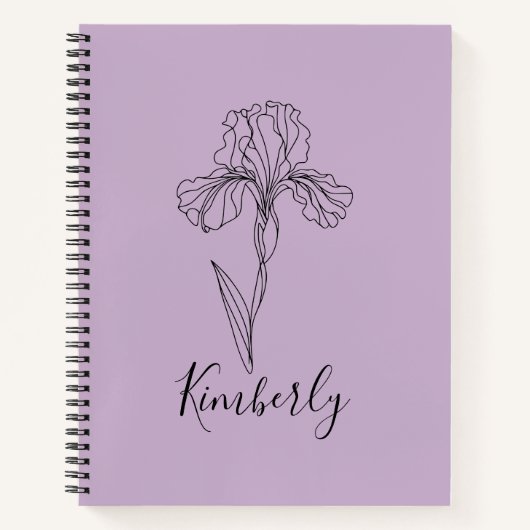 Carnet Iris de février Fleur de naissance personnalisée (Devant)