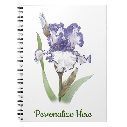 Carnet Iris gaufé blanc et violet (Devant)