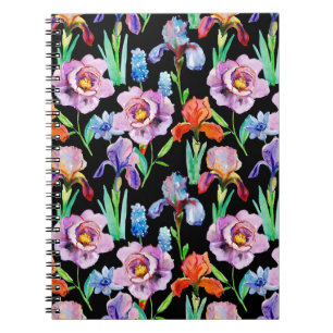 Carnet Iris Peony Aquarelle Motif Floral