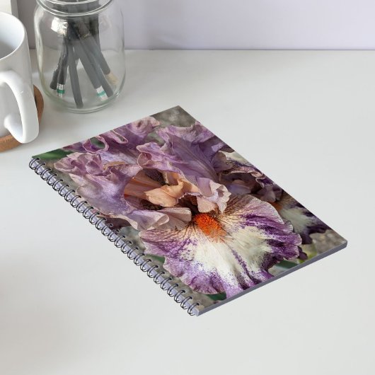 Carnet Iris Violet et Blanc avec Barbe Orange Floral