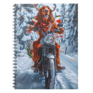 Carnet Irlandais Red Setter Chien chevauchant la moto Noë