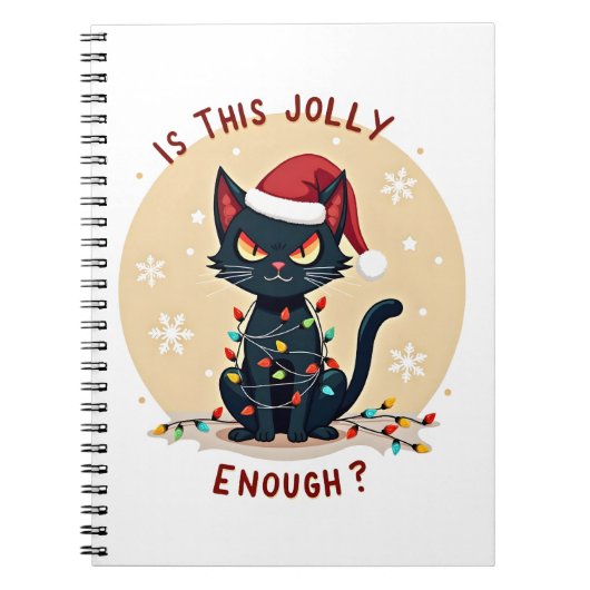 Carnet Is This Jolly Enough Funny Black Cat Christmas Tre (Devant)