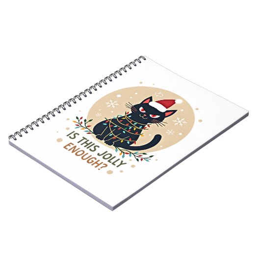 Carnet Is This Jolly Enough Funny Black Cat Christmas Tre (Côté gauche)