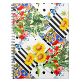 Carnet italien, art sicilien, patchwork, Fleurs d'été (Devant)