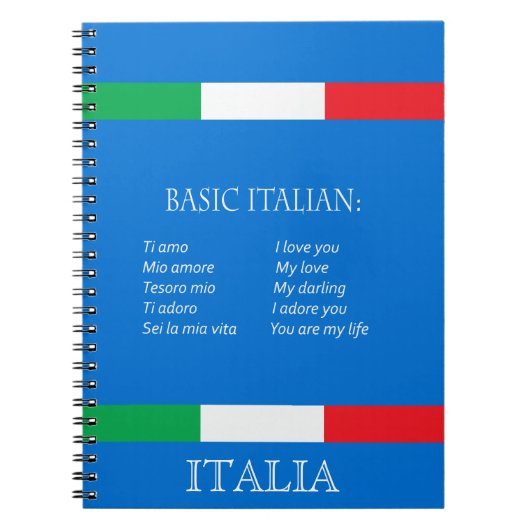 Carnet Italien voyage langue de base italienne azur bleu (Devant)