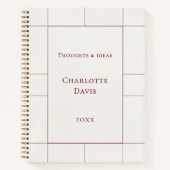 Carnet Ivory burgundy checked modern (Devant)