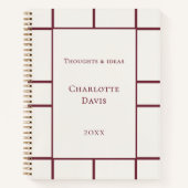 Carnet Ivory burgundy grid business (Devant)