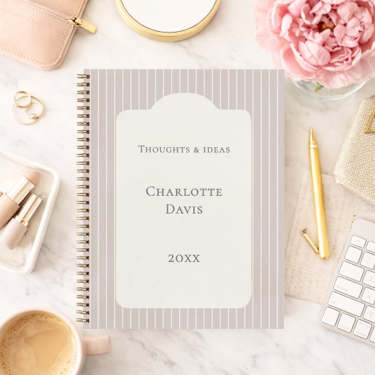 Carnet Ivory taupe pinstriped elegant modern