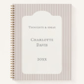 Carnet Ivory taupe pinstriped elegant modern (Devant)