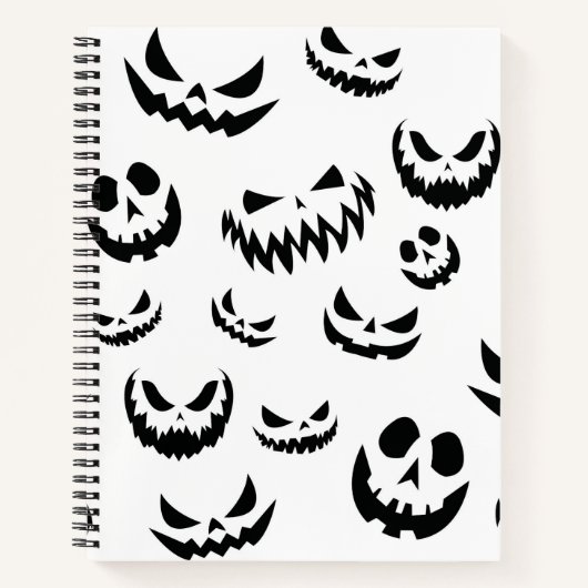 Carnet Jack-o'-lantern face Citrouille noir et blanc (Devant)