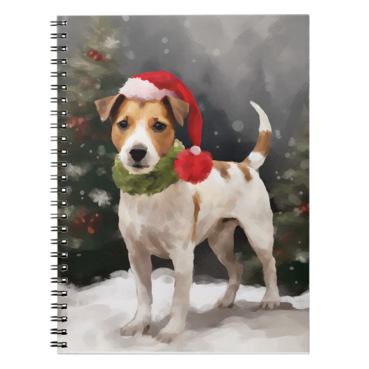 Carnet Jack Russell Chien à Noël de neige (Devant)
