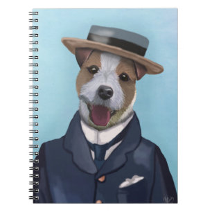 Carnet Jack Russell dans le chapeau en paille