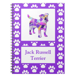 Carnet Jack Russell Terrier Chien Silhouette Paw Purple P
