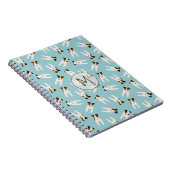 Carnet Jack Russell Terriers motif bleu monogrammed (Côté Droit)