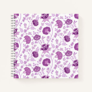 Carnet Jacobean Floral Grand Motif rose sur blanc