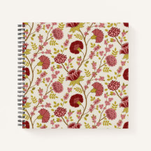 Jacobean Floral Pattern Rouge Rose Gold Crème