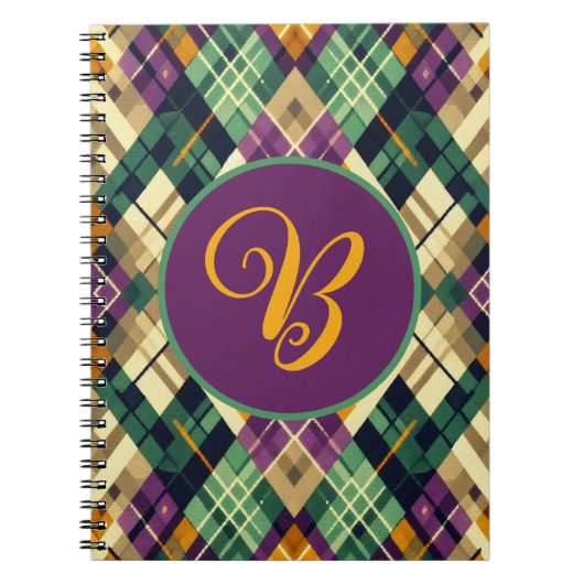 Carnet Jacquard Mardi Gras jaune violet vert (Devant)