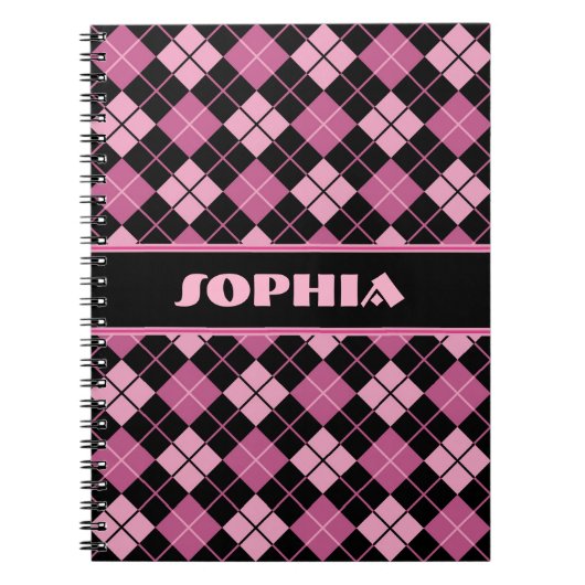 Carnet Jacquard noir et rose (Devant)