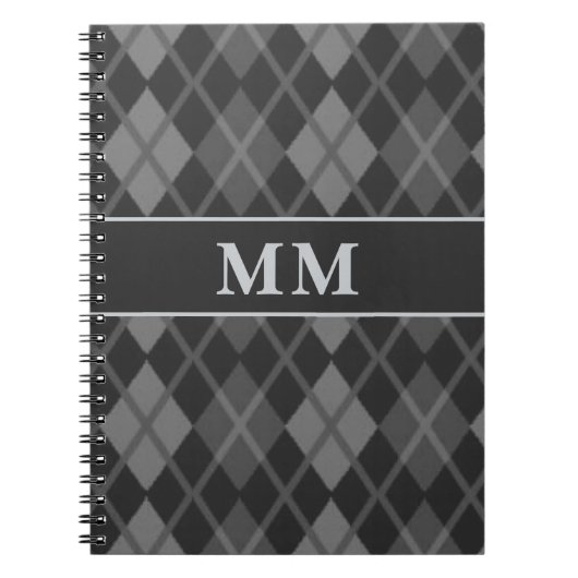 Carnet Jacquard noir Monogramme initial (Devant)