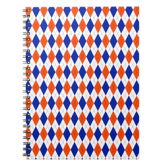 Carnet Jacquard orange et bleu diamant (Devant)