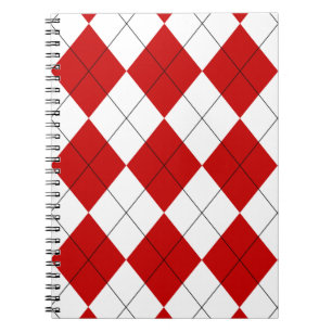 Carnet Jacquard preppy Tartan Diamond Plaid Rouge Blanc
