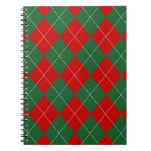 Carnet Jacquard preppy Tartan Diamond Plaid Rouge Vert