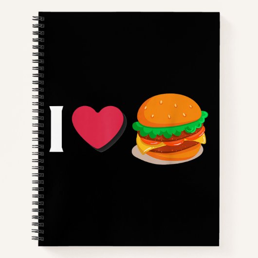 Carnet J'adore Burger Cheeseburger Manger Malsain (Devant)