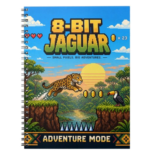 Carnet Jaguar, Rétro Pixel Art 8-Bit (Devant)