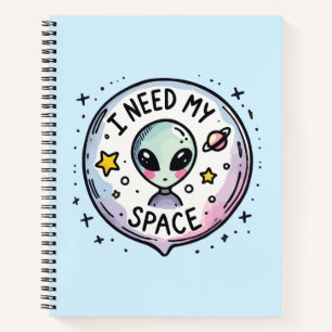 Carnet J'ai Besoin De Mon Espace Alien Mignon