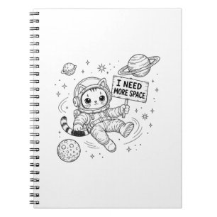 Carnet J'ai Besoin De Plus D'espace Drôle Chat Astronaute