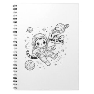 Carnet J'ai Besoin De Plus D'espace Drôle Chat Astronaute