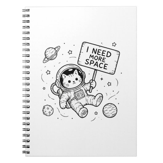 Carnet J'ai Besoin De Plus D'espace Drôle Chat Astronaute (Devant)