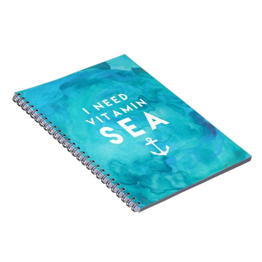 Carnet J'ai besoin de vitamine Mer Aquarelle Turquoise Ci (Côté Droit)