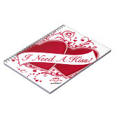 Carnet J'ai besoin d'un baiser ! Cœurs rouges (Côté gauche)