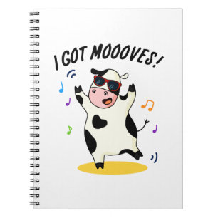 Carnet J'ai des mouvements Vache drôle qui danse Pun 
