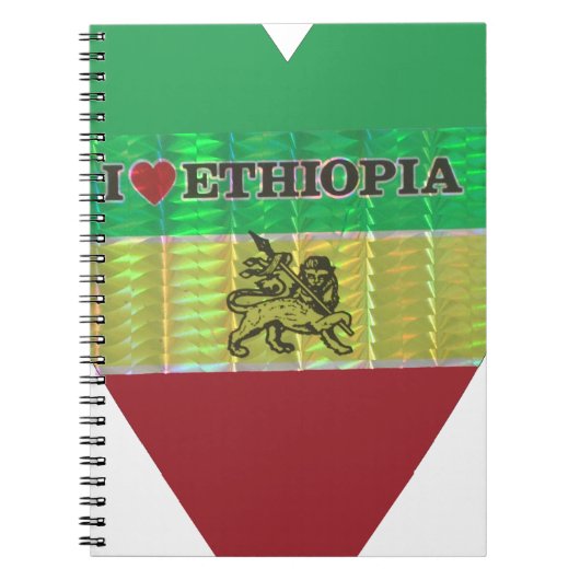 Carnet J'aime Ethiopie Beaux Coeurs Couleurs (Devant)
