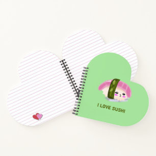 Carnet J'Aime La Nourriture Drôle Du Sushi